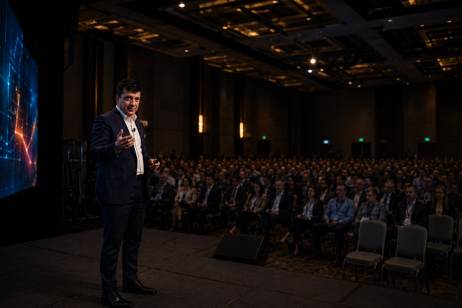 Dean Mauro speaking on stage